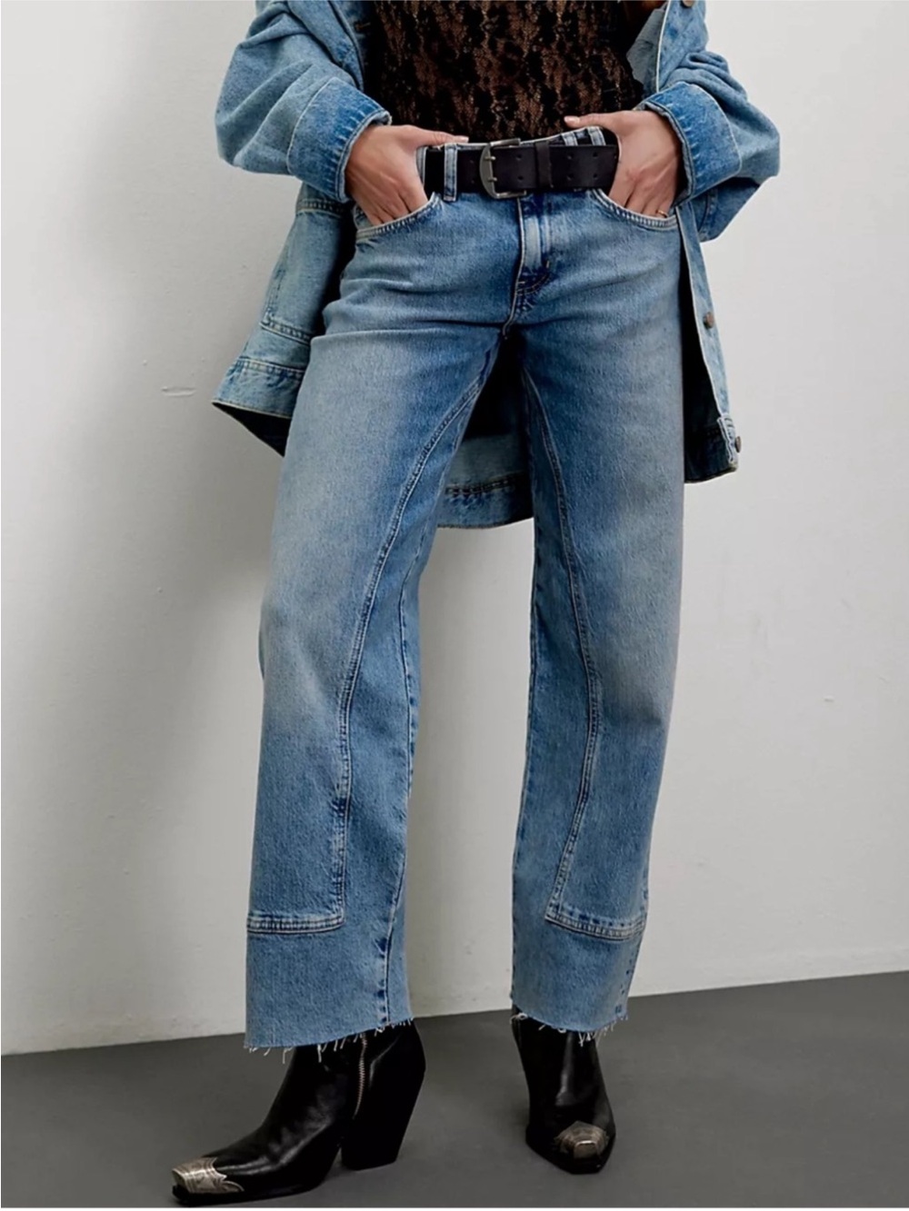 Free People Risk Taker Blue Straight Leg Jeans